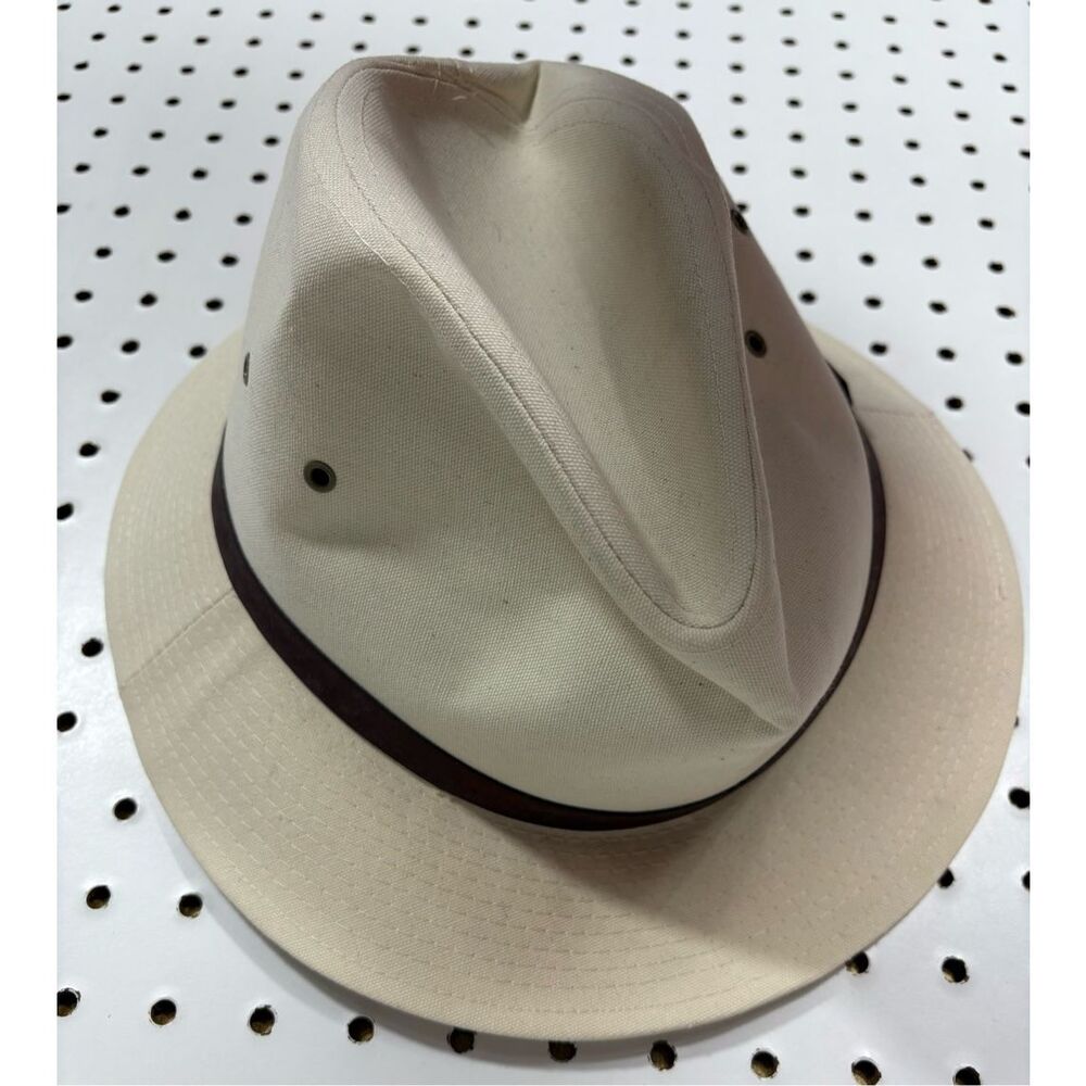 Eddie Bauer Vintage Safari Fedora Bucket Hat Canvas Made In Usa Size L